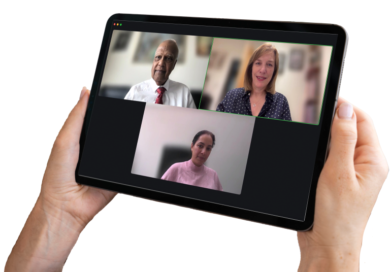 the trust telerehab team on a video call
